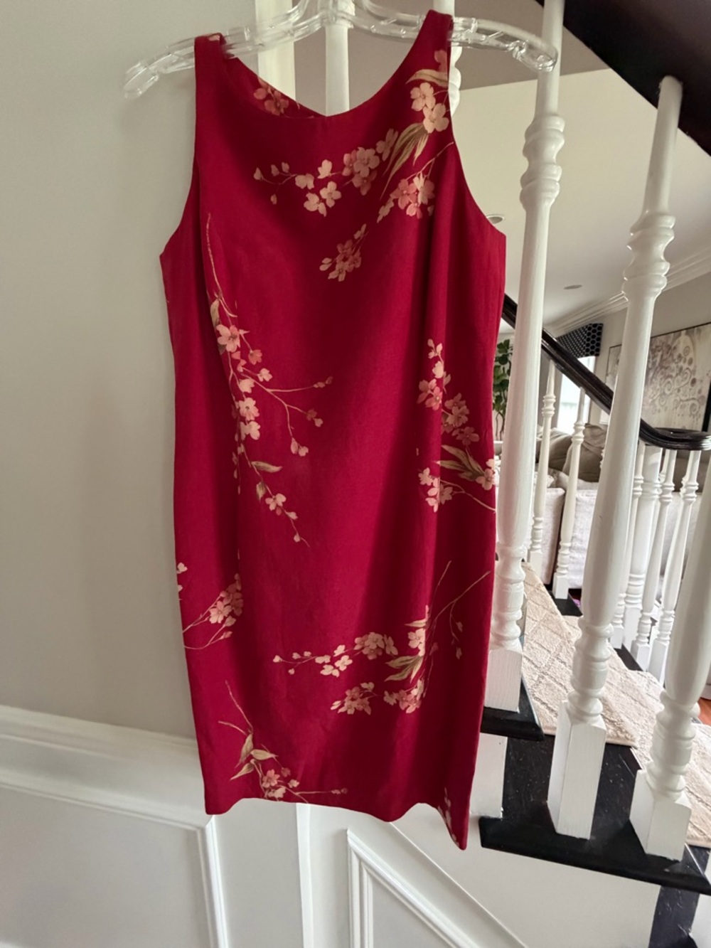 Jones New York Red Floral Sleeveless Shift Dress